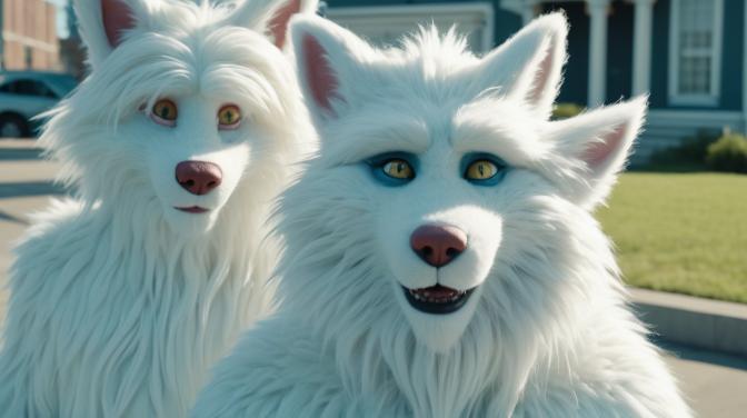 Two albino furries