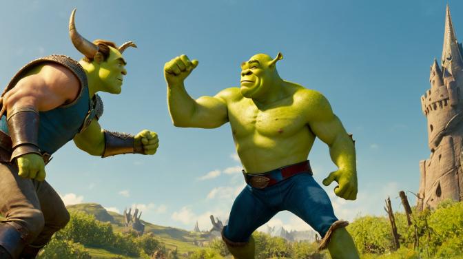 Homelander and Shrek fighting