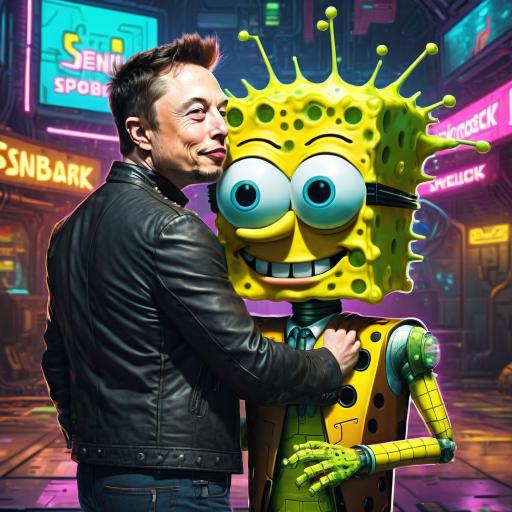 Elon Musk, Adam McDonald, making out with SpongeBob SquarePants.