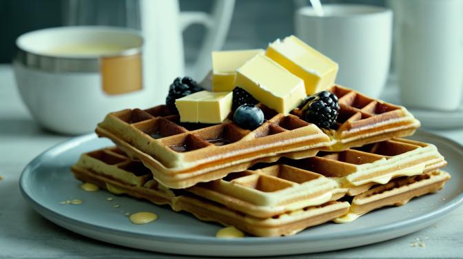 Waffles with butter and talkies.