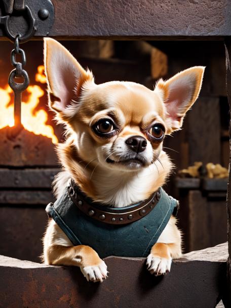 Blacksmith Dwarf with a Chihuahua.