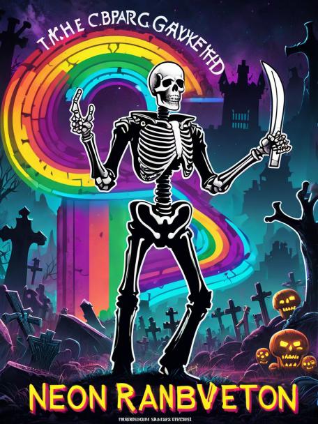 Neon Rainbow Skeleton from Undead Graveyard