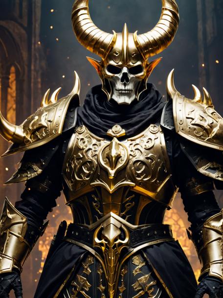 Gold necromancer armor with horns.