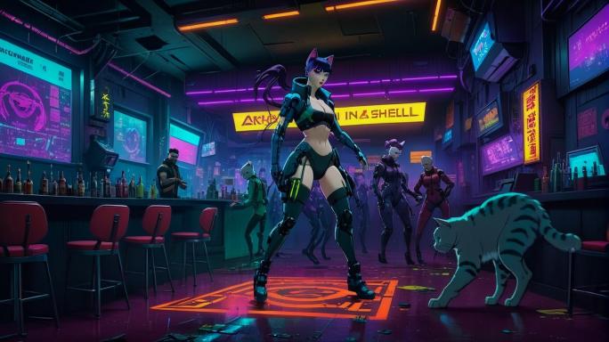 Drunk cats are dancing in the club.