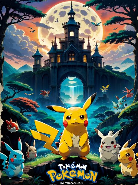 Pokemon in the Studio Ghibli art style.