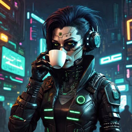 Midnight Woman Drinking a Cup of Coffee