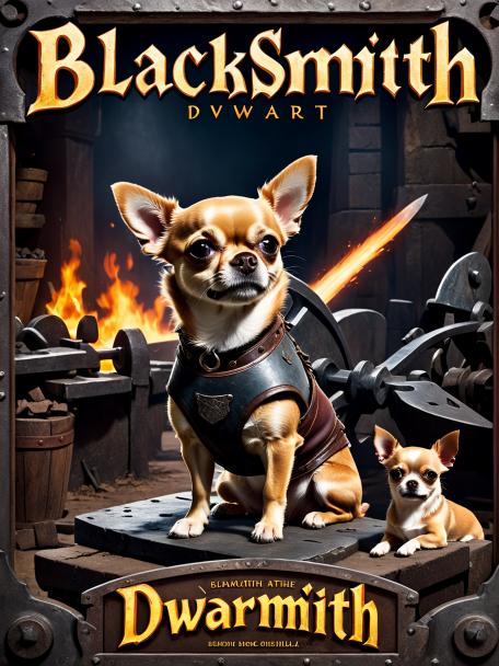 Blacksmith Dwarf with a Chihuahua.