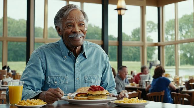 Bob Evans eating Bob Evans.