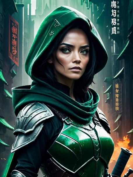 Jade rogue armor with a hood.