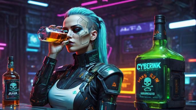 Ava drinking a bottle of rum.