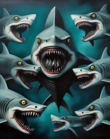 multi-headed shark.