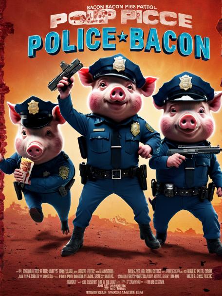 Police pigs, bacon on patrol.
