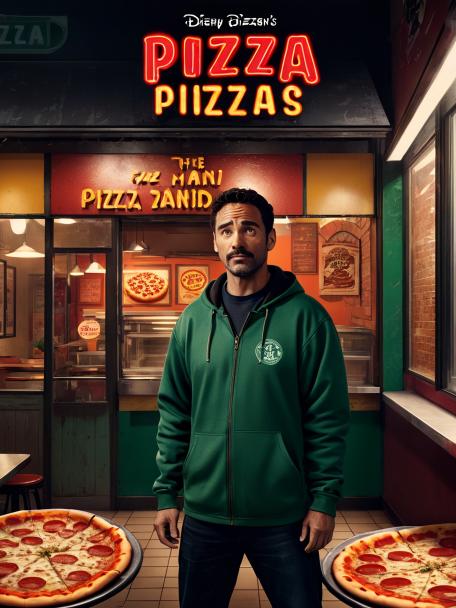 Put this character inside of a pizza shop.