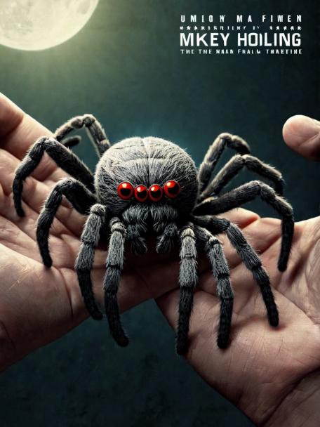 Mikey holding a spider inside his palm.