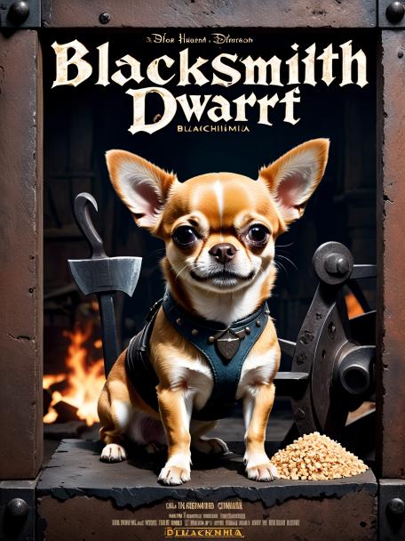 Blacksmith Dwarf with a Chihuahua.