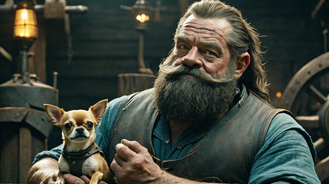 Blacksmith's Dwarf with a Chihuahua.