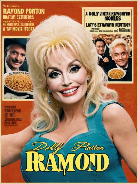 Dolly Parton eatin' Raymond noodles.