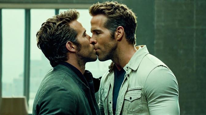 Ryan Reynolds kissing Ryan Reynolds.
