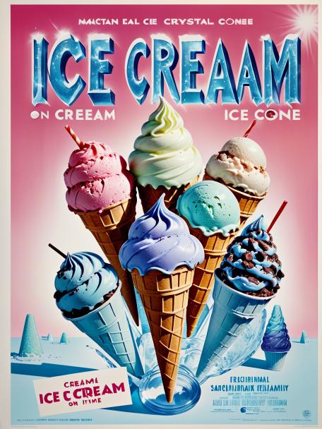 Ice cream on a crystal cone.