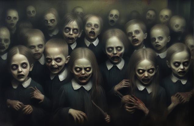 Zombie children's school photograph.