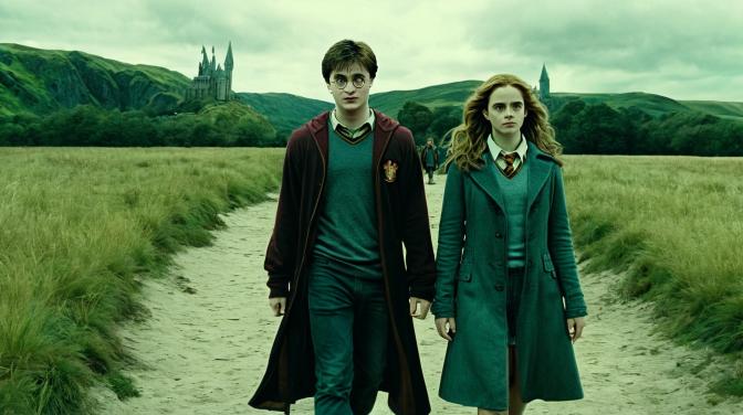 Harry Potter and his friends Hermione and Ronald.