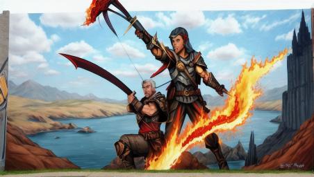 fire mage with an archer beside them,