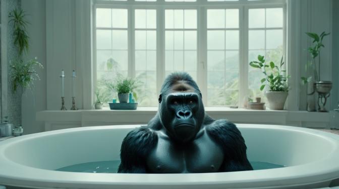 Gorilla in a bathtub