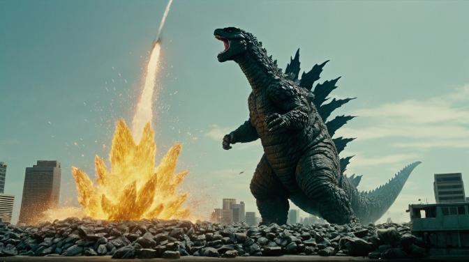 A turd falling out of Godzilla's butt.