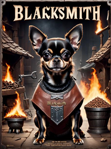 Blacksmith Dwarf with a Chihuahua.