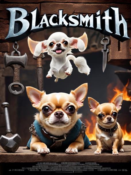 Blacksmith Dwarf with a Chihuahua.