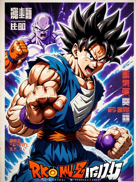 Goku beating up Frieza with his massive fists.