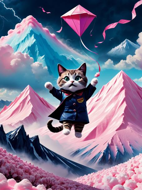 Flying a kite in a thunderstorm dressed as a cat on a cotton candy mountain.