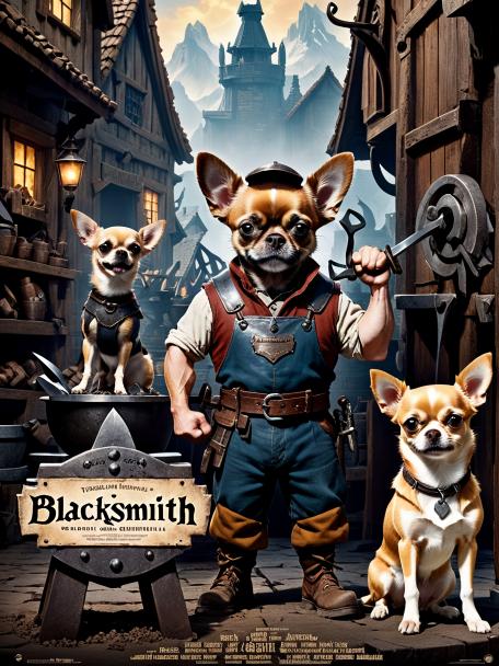 Blacksmith Dwarf with a Chihuahua.