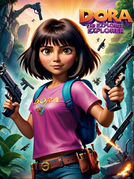 Dora the Explorer with guns and crack.