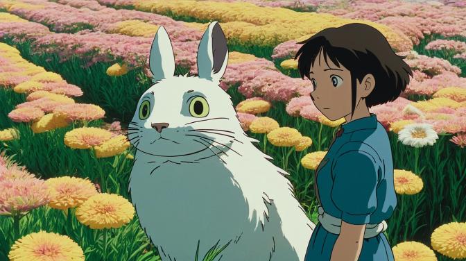 Studio Ghibli in the Flower Field.