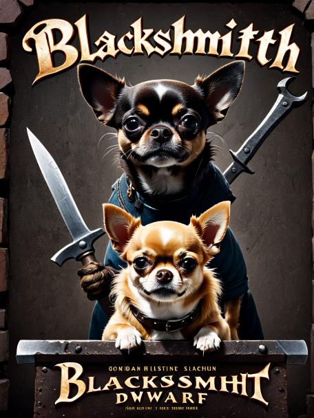 Blacksmith Dwarf with a Chihuahua.