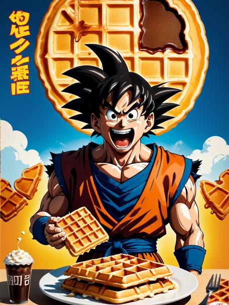 Goku eating a waffle