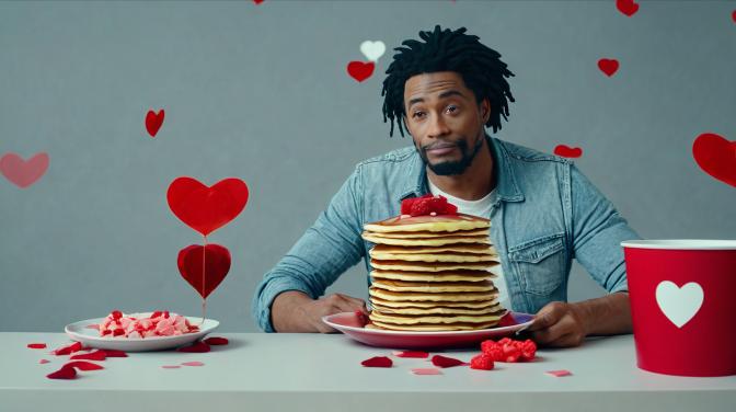 I have been Valentine, eating pancakes.