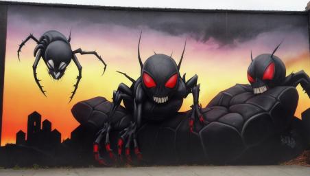 A giant dark spider with big feet and little corpse,