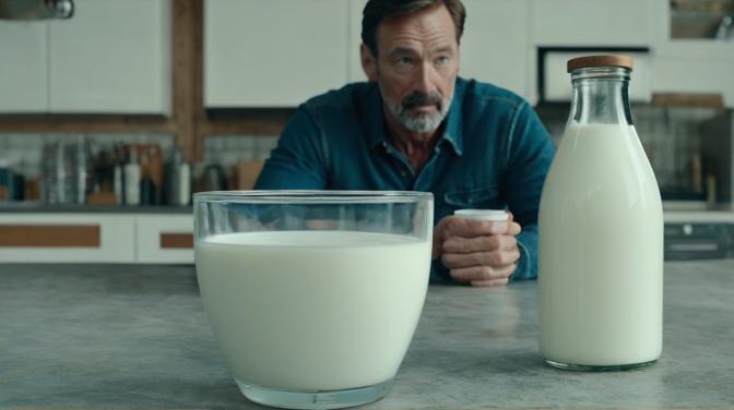 Dad left with the milk.