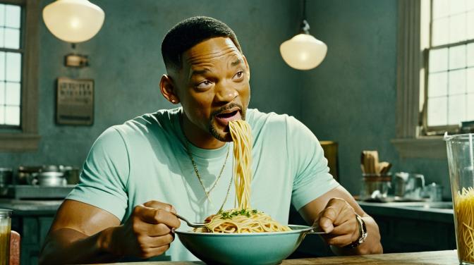 Will Smith eating spaghetti.