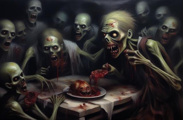 Zombie eating zombie.