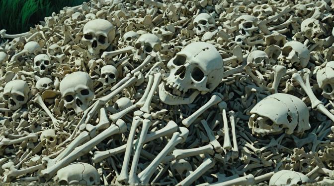 Studio Ghibli in a pile of bones.