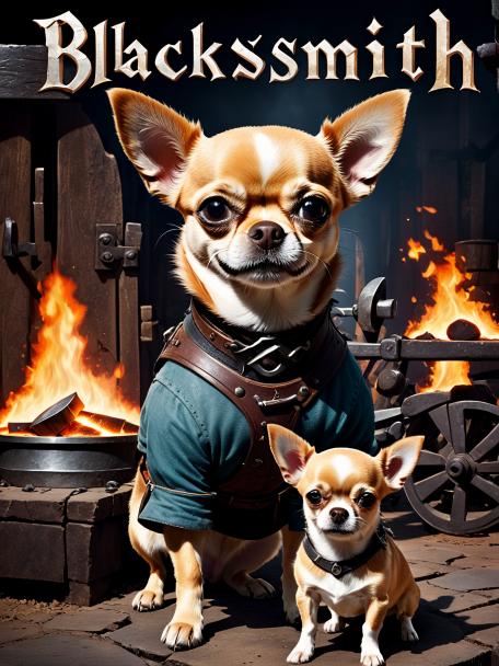 Blacksmith Dwarf with a Chihuahua