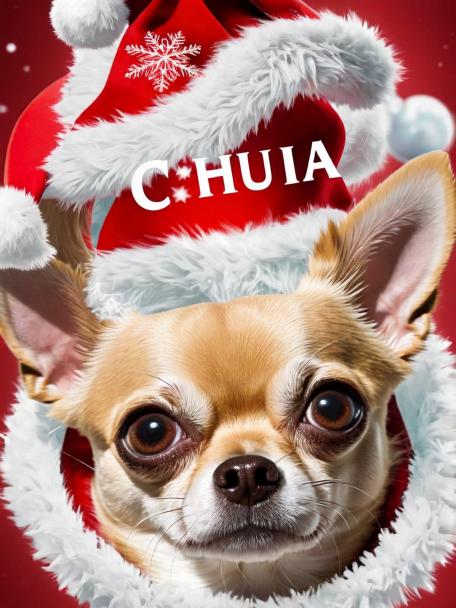 A Chihuahua wearing a Christmas hat.