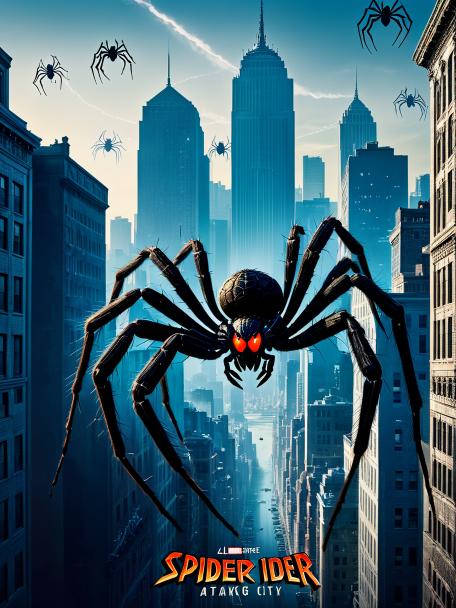 Giant spider attacking the city.