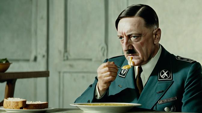 Hitler eating soup