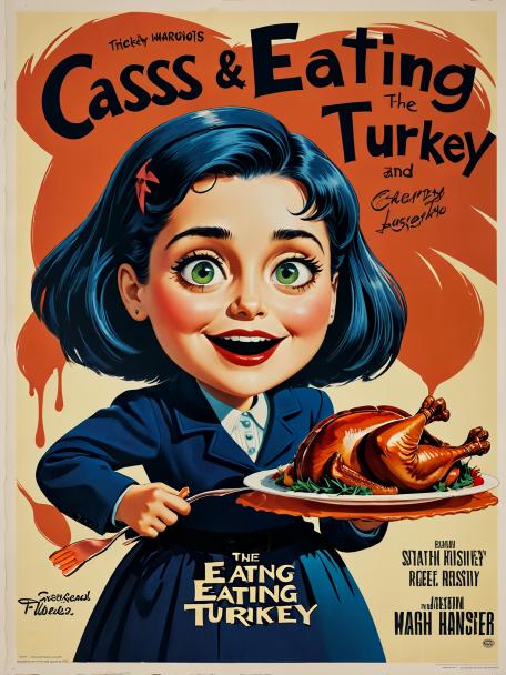 Cass eating turkey.