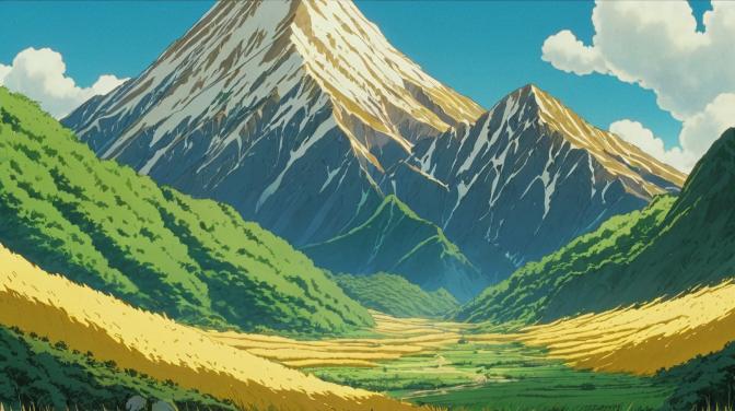 Studio Ghibli mountains of gold