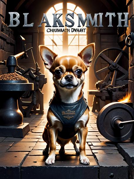 Blacksmith Dwarf with a Chihuahua.